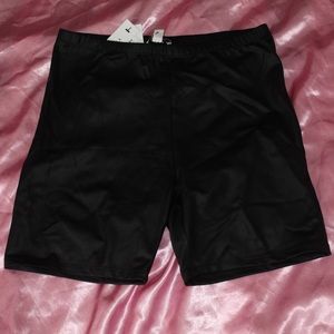 Black Faux Leather Shorts
